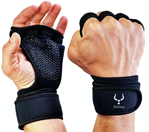 Bullstep Guantes Gimnasio Hombre Mujer, calleras para Crossfit, guantillas Gym Transpirable, Antideslizantes, para Levantamiento de Pesas, calistenia, agarraderas Fitness con muñequeras Gym (XL)