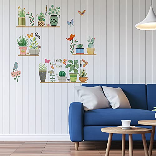 burkfeeg Pegatinas de Pared de Planta Acuarela Cactus Verdes Decorativas Vinilos Adhesivos Pared Pegatinas para Niños Habitación Dormitorio Decoracion Cartel Mural (30 * 90cm)