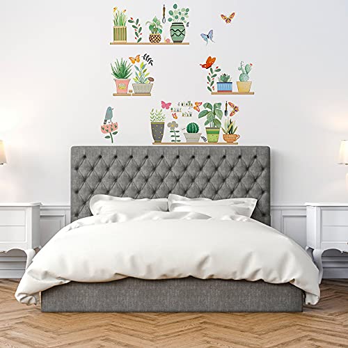 burkfeeg Pegatinas de Pared de Planta Acuarela Cactus Verdes Decorativas Vinilos Adhesivos Pared Pegatinas para Niños Habitación Dormitorio Decoracion Cartel Mural (30 * 90cm)