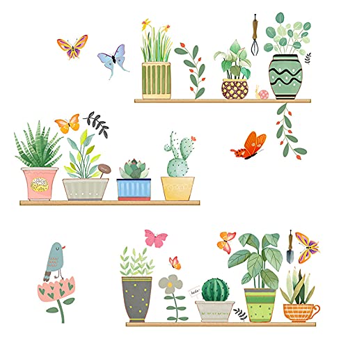 burkfeeg Pegatinas de Pared de Planta Acuarela Cactus Verdes Decorativas Vinilos Adhesivos Pared Pegatinas para Niños Habitación Dormitorio Decoracion Cartel Mural (30 * 90cm)