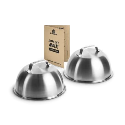 BURNHARD Campanas para Hamburguesas de Acero Inoxidable – Juego de 2 – Cúpula para Derretir Queso – Cloche Hamburguesas