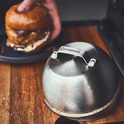 BURNHARD Campanas para Hamburguesas de Acero Inoxidable – Juego de 2 – Cúpula para Derretir Queso – Cloche Hamburguesas