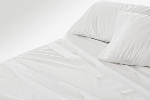 Burrito Blanco Sábanas de Hostelería | Juego de Sábanas 150x190/200 | Ropa de Cama Algodón/Poliéster | Fácil Planchado | Color Blanco | Disponible en Más Medidas