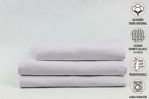 Burrito Blanco Sábanas de Hostelería | Juego de Sabanas Cama 80 | Cama Individual | 100% Algodón | Ropa de Cama Fácil Planchado | Color Gris | Disponible en Más Medidas y Colores