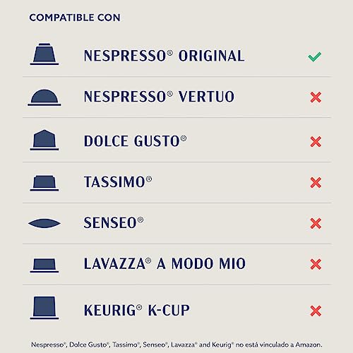 by Amazon Lungo Cápsulas de café compatibles con Nespresso, Tueste Medio, 50 unidad, Paquete de 2 - Certificado Rainforest Alliance