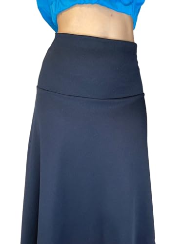 C K CrisKat Falda Midi Elegante Faldas con Cintura Elástica Bodycon Falda Linea A Algodón (M, Azul Marino)