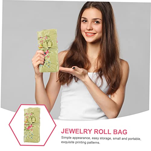 Cabilock Rollo De 2 Piezas Bolsa De Rollo De Joyería Bolsa De Joyería Plegable Titular De La Joyería Organizador De Bolsos Para Collares Caso De Corbata Viajar Satín Joyas Caja Rodante