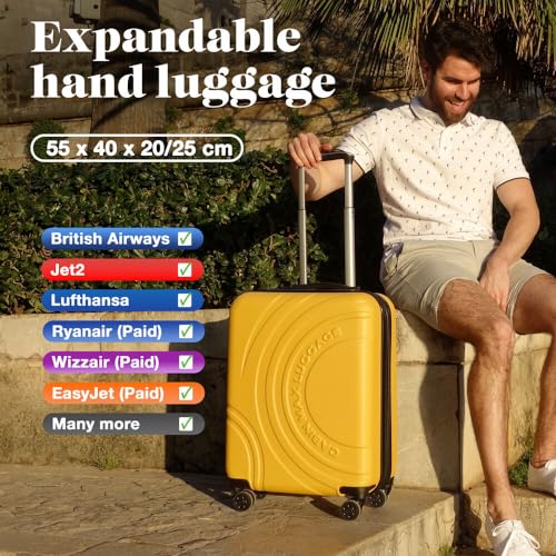 Cabin MAX Velocity 55x40x20 cm Maleta de Mano Trolley- Maleta de Cabina Trolley de 4 Ruedas, Ultraligera y expandible, Ideal para Ryanair, Easyjet