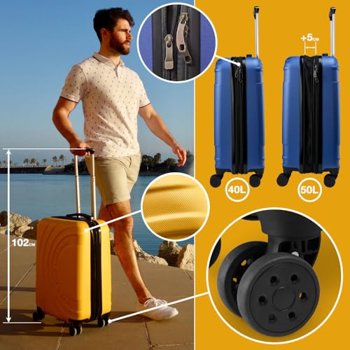 Cabin MAX Velocity 55x40x20 cm Maleta de Mano Trolley- Maleta de Cabina Trolley de 4 Ruedas, Ultraligera y expandible, Ideal para Ryanair, Easyjet