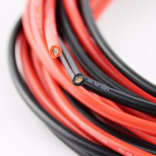 Cable de silicona de calibre 12 TUOFENG 10 metros [5 m negro y 5 m rojo] Cable de enganche 12 AWG suave y flexible de alambre de cobre estañado Resistencia a alta temperatura