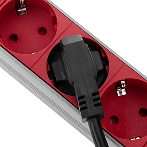 CableMarkt - Regleta de 9 enchufes schuko Compatible con Armario Rack de 19” Color Rojo