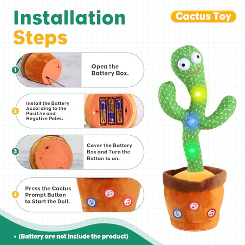 Cactus Bailarin Control del Volumen Juguete Bebe Parlanchin Que Baila Y Repite Lo Que Dices Funny Dancing Talking Cactus Bailando Peluche Adecuado para Niño Niña Bebé Juguetes NavideñOs De Cumpleaños