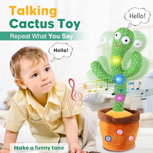 Cactus Bailarin Control del Volumen Juguete Bebe Parlanchin Que Baila Y Repite Lo Que Dices Funny Dancing Talking Cactus Bailando Peluche Adecuado para Niño Niña Bebé Juguetes NavideñOs De Cumpleaños