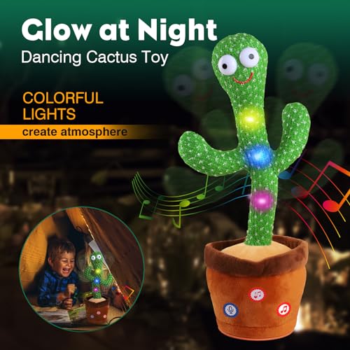 Cactus Bailarin Control del Volumen Juguete Bebe Parlanchin Que Baila Y Repite Lo Que Dices Funny Dancing Talking Cactus Bailando Peluche Adecuado para Niño Niña Bebé Juguetes NavideñOs De Cumpleaños