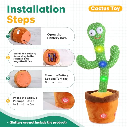 Cactus Bailarin Juguete Bebe Parlanchin Que Baila Y Repite Lo Que Dices Funny Dancing Talking Cactus Bailando Peluche Adecuado para Niño Niña Bebé Juguetes NavideñOs De Cumpleaños con 120 Canciones