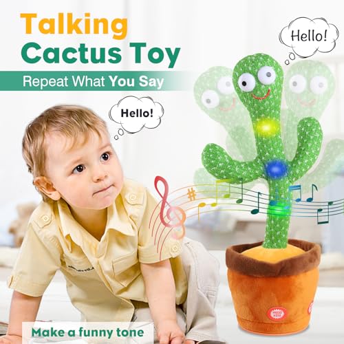 Cactus Bailarin Juguete Bebe Parlanchin Que Baila Y Repite Lo Que Dices Funny Dancing Talking Cactus Bailando Peluche Adecuado para Niño Niña Bebé Juguetes NavideñOs De Cumpleaños con 120 Canciones