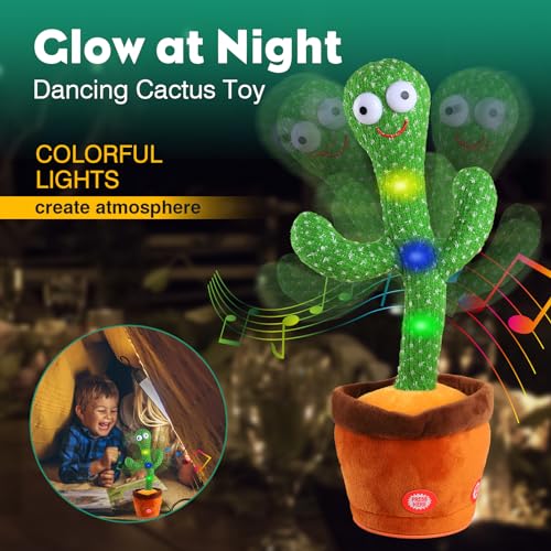 Cactus Bailarin Juguete Bebe Parlanchin Que Baila Y Repite Lo Que Dices Funny Dancing Talking Cactus Bailando Peluche Adecuado para Niño Niña Bebé Juguetes NavideñOs De Cumpleaños con 120 Canciones