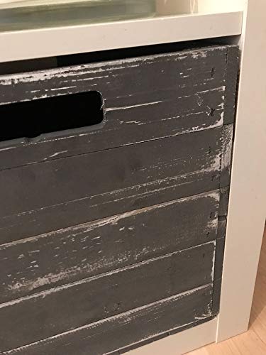 Caja de madera con cajones para estanterías Ikea Kallax y estanterías Expidit, dimensiones 33 x 37,5 x 32,5 cm (1 unidad, color negro desgastado)