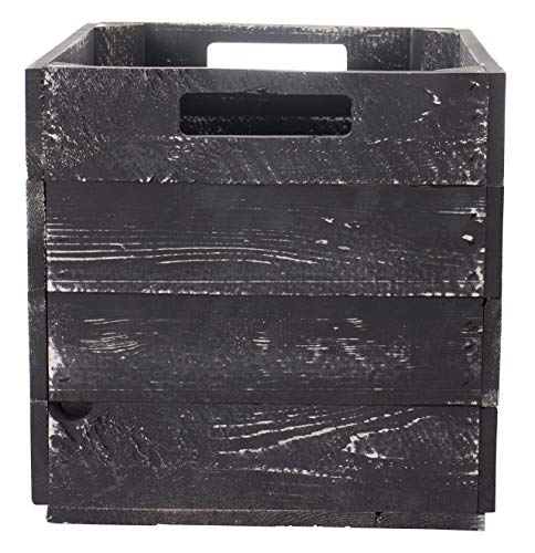 Caja de madera con cajones para estanterías Ikea Kallax y estanterías Expidit, dimensiones 33 x 37,5 x 32,5 cm (1 unidad, color negro desgastado)