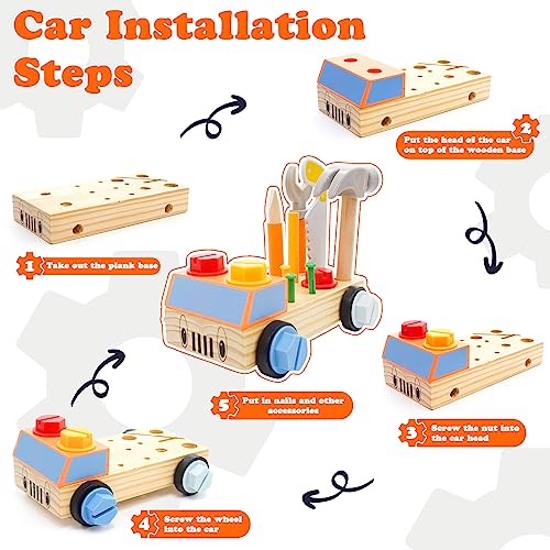 Caja Herramientas Juguetes Niños, 28 Piezas DIY Maletín Herramientas Juguetes, Montessori Juegos Educativos Cajas, Juegos de Construcción de Madera, Regalos Niños Niñas 2 3 4 5 Años