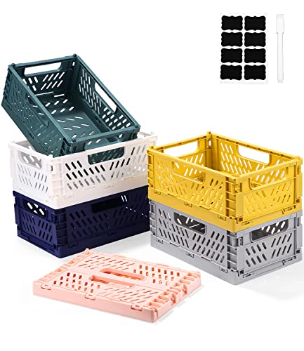 Caja plegable de 6 unidades, cestas, almacenamiento plegable, portátil, caja de almacenamiento multicolor, adecuada para cocina, baño, oficina, dormitorio, aula, armario, cajón