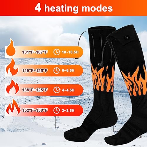 Calcetines Calefactables, Calcetines Electricos 5000mAh Calefactables para Hombres y Mujeres, 4 Temperaturas Ajustables, Calcetines térmicos para Acitivades al Aire Libre Pesca Senderismo Ciclismo