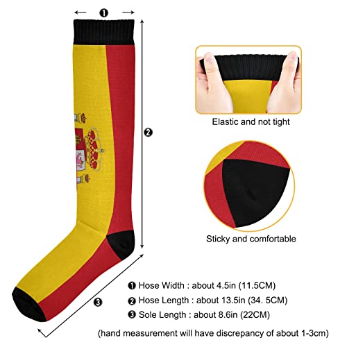 Calcetines de compresión para mujeres y hombres, calcetines deportivos hasta la rodilla, soporte para correr, senderismo, fitness, bandera de España, Multicolor, talla única