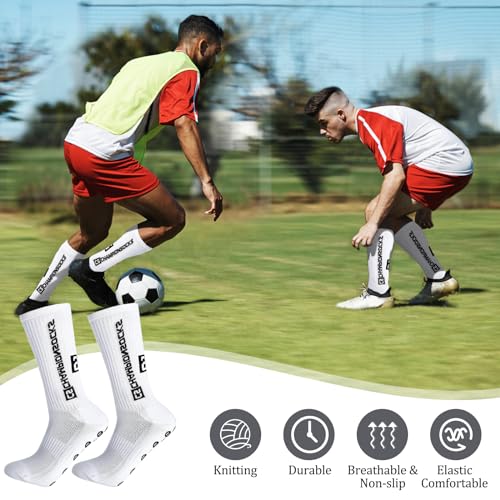 Calcetines Futbol 6 Pares Calcetines Antideslizantes Futbol, Transpirables Calcetines Antideslizantes para Hombre y Mujer, Medias Antideslizantes Futbol para Ciclismo Baloncesto Correr Escalada