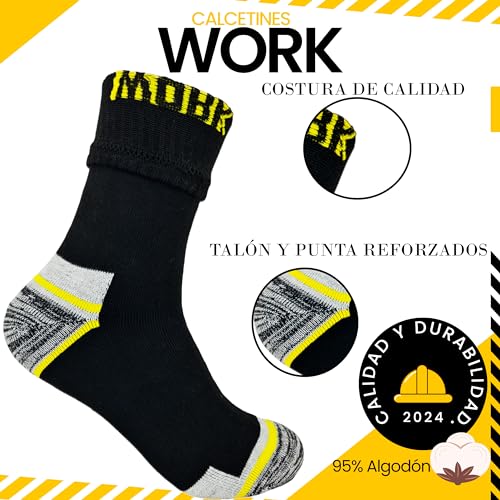 Calcetines Trabajo Hombre, Calcetines térmicos hombre, Calcetines hombre invierno, Algodón Reforzado, Térmico Interior Afelpado, Para Largas Jornadas de Trabajo, No suelta pelusas (4Pares,Talla 40-46)