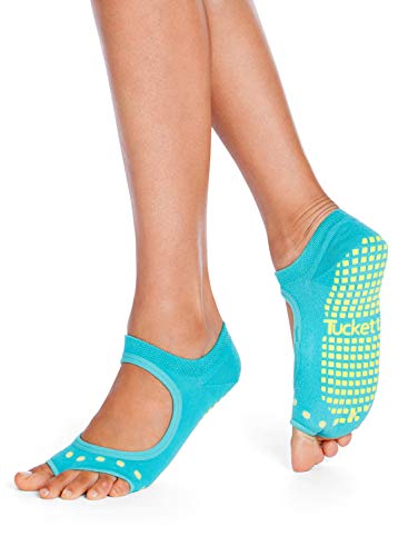 Calcetines Yoga Pilates Antideslizante Deporte Mujer, Colchoneta Deporte Accesorios Yoga, Calcetín Dedos para Ballet, Barra Fitness, Danza, Running (Turquoise)