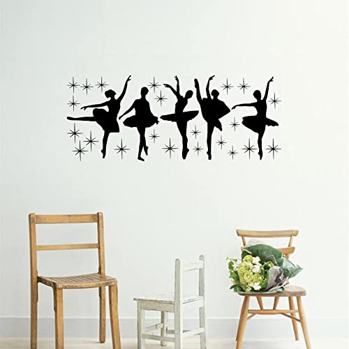 Calcomanías de pared de ballet Pegatinas de baile DIY Vinilo Ballet Bailarín Arte Mural de pared Papel pintado para niñas Dormitorio Sala de Baile Decoración Escolar