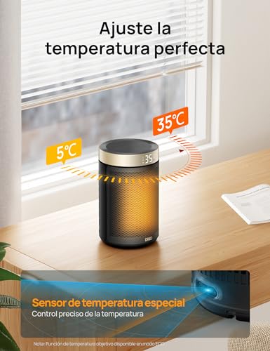 Calefactor Cerámico Dreo Para Interiores, Calefactor con Termostato Portátil, Temporizador de 12H, Modo Eco y Ventilador, Calentador Cerámico PTC de 1500W Rápido y Seguro para Oficina Dormitorio Casa