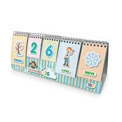 Calendario sobremesa para Niños. Atemporal - Juguete Educativo para Aprender los Días, Estaciones y el Clima. Calendario Infantil - Con Pestañas Combinables con ilustraciones