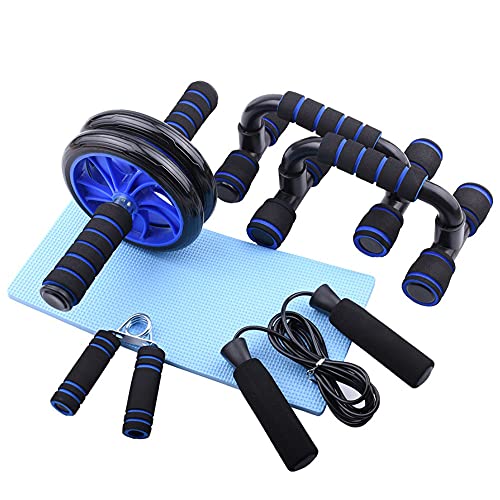 Calma Dragon CDR5e1 Set de Ejercicio en Casa 5 en 1,Rueda Abdominal, Soporte para Flexiones, Fortalecedores de Manos, Cuerda de Saltar, Gimnasio Fitness en el Hogar, Juego de Ejercicio (Azul)