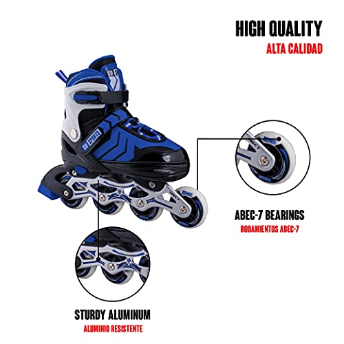 Calma Dragon Patines en Linea, Tamaño Ajustables, Profesionales para Adultos y Niños, 4 Ruedas, Skates, ABEC-7,Forro Interior, Rollers para Mujer y Hombre (Azul, L)