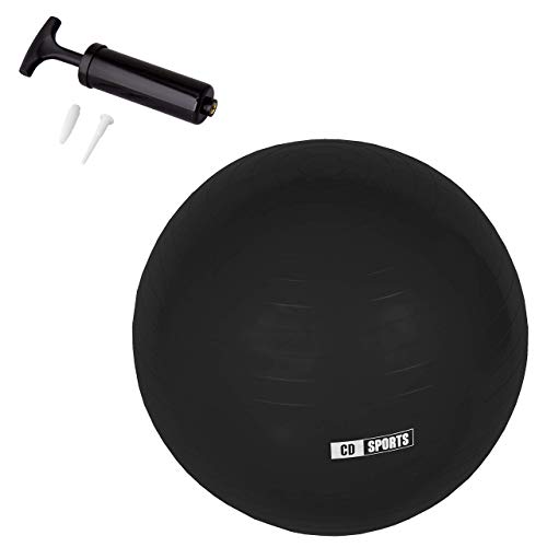 Calma Dragon Pelota de Pilates 55cm 65cm 75cm Diámetro Fitness Balón para Embarazadas Fitball, con Inflador Incluido, Bola Grande para Yoga, Gimnasia (Negro, 55)