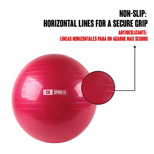 Calma Dragon Pelota de Pilates 55cm 65cm 75cm Diámetro Fitness Balón para Embarazadas Fitball, con Inflador Incluido, Bola Grande para Yoga, Gimnasia (Rojo, 75)