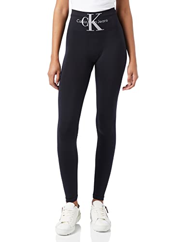 Calvin Klein Logo High Waist Legging, Negro (Black), S para Mujer