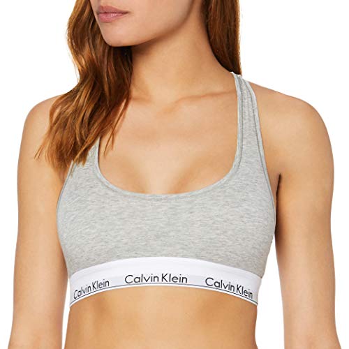 Calvin Klein Modern Cotton Unlined Bralette Sujetador Deportivo, Gris (Grey Heather 020), M para Mujer