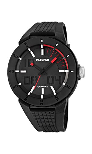 CALYPSO Reloj Hombre K5629/2 Street Style Caja de Caucho Multi Correa de Caucho Negro