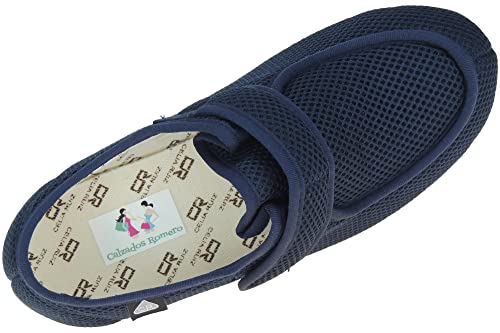 Calzados Romero - Sevillas - Zapatilla para pies Delicados para Hombre y Mujer Anatómica y Antibacteriana. Marino talla 38