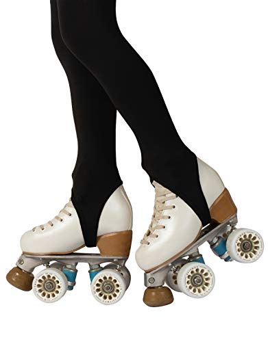 CALZITALY Medias Con Estribo Para Niña | Patinaje Artístico | Professional Skating | Natural | 70 Den | 6, 8, 10, 12 Años | Calcetería Italiana | (10 Años, Negro)