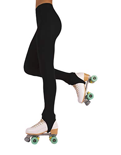 CALZITALY PACK 1 o 2 PARES - Medias con Estribo Para Mujer, Patinaje Artístico, Professional Skating | Natural, Negro, Caramelo | 70 Den | S, M, L | Calcetería Italiana (M, Negro)