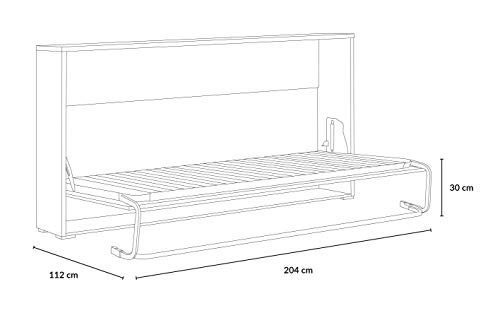 Cama Abatible Horizontal Plegable de Pared de 90x190 Color Blanco y Azul