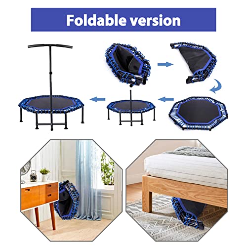 Cama elástica de Fitness para Adultos, Plegable, para Exteriores, con Soporte para teléfono móvil y Soporte para Vasos de Agua, soporta hasta 100 kg (Octagonal)