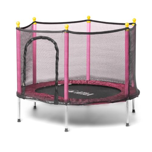 Cama elástica Infantil Salty 140 - Rosa - trampolín para niños y niñas, diametro 140 cm, con Red de Seguridad, Cremallera, Protecciones de Espuma, Cama elástica para Interior o Exterior