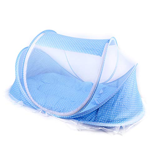 Cama Plegable para bebé, Mosquitera, Cama Portátil para Dormir, Cama de Viaje para Recién Nacido (azul cielo, verde)