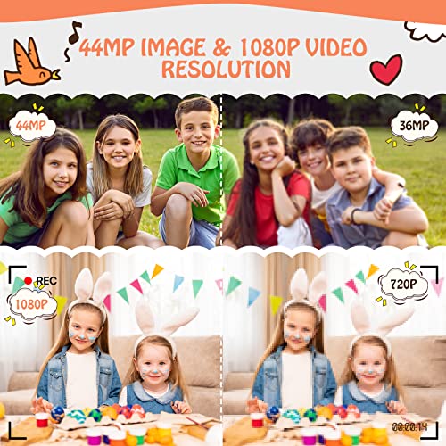 Cámara de Fotos, 1080P 44MP HD Cámara Digital, Cámara Digital Compacta con tarjeta Micro SD de 32 GB, Recargable Camara de Fotos Digital con Zoom 16X Camara Digitales Compacta para Niño, Adulto(Negro)