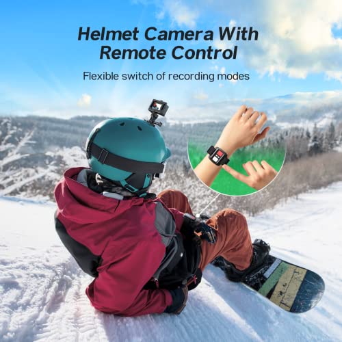 Cámara Deportiva SF230 4K 30FPS, 20MP Surfola Videocámara de Casco WiFi con EIS Antivibración, Cámara Subacuática Buceo 40M con Micrófono Dual, Control Remoto, 2 Baterías, Varios Accesorios