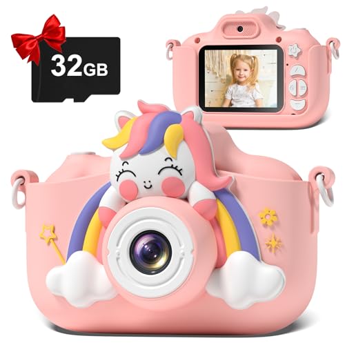 Camara Fotos Infantil, Hangrui 1080P 2.0" HD Cámara de Fotos para Niños con 32GB TF Tarjeta, Cámara Fotos Niños con Trípode, Cámara Digital para Niños Regalos para Niños de 3-12 Años